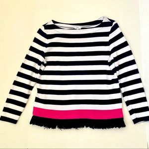 Crown & Ivy Navy & White long sleeves striped top Size XS